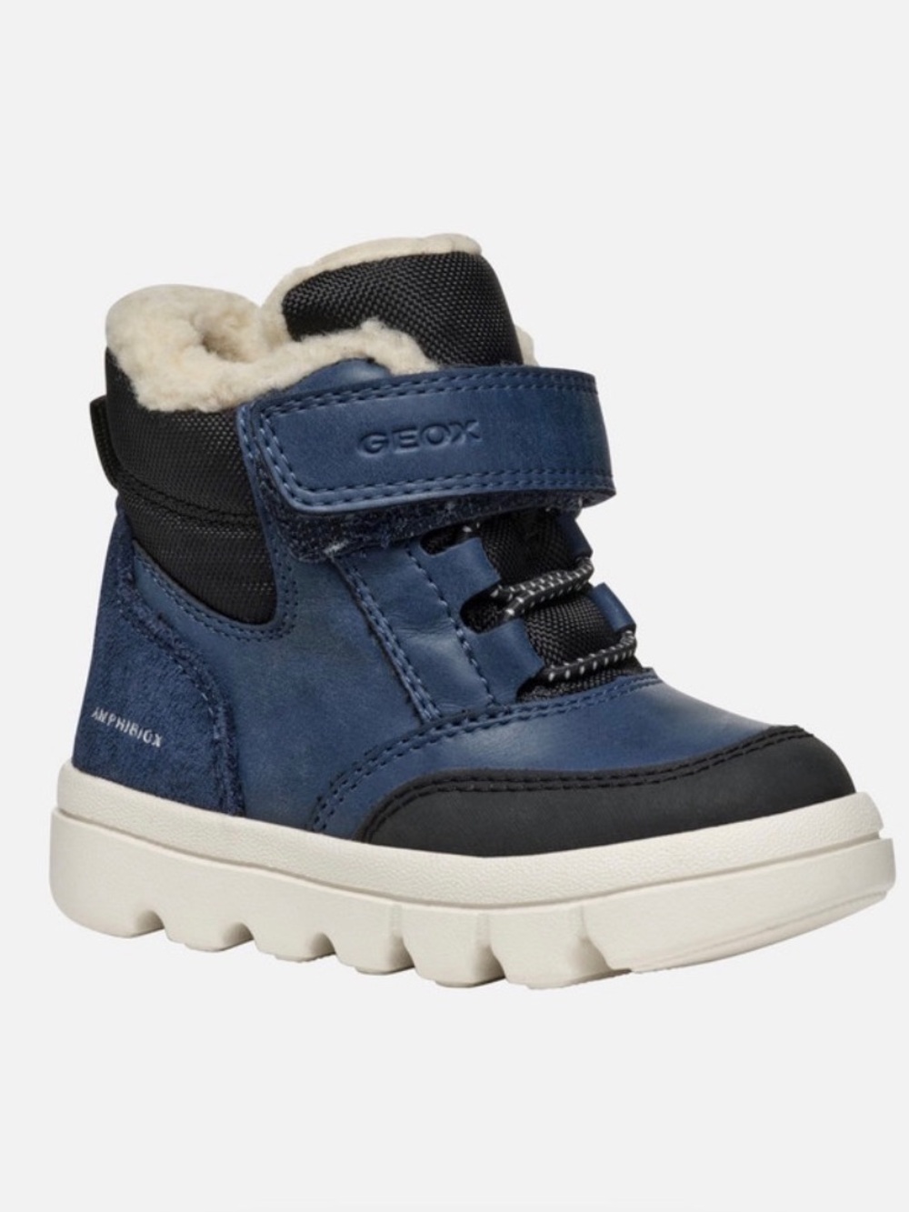 Geox Navy and Cream Fleece-Lined Kids Ankle Boot
